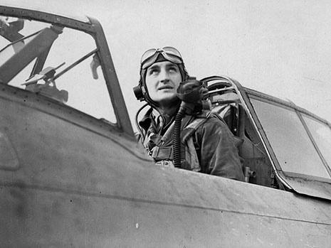 Major Francis Gabreski seated in P-47